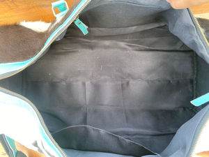 Bolso de fin de semana bohemio para mujer, bolso de cuero mecanizado a mano, piedra turquesa, Floral, piel de vaca occidental, equipaje para exteriores durante la noche - Product Image 6