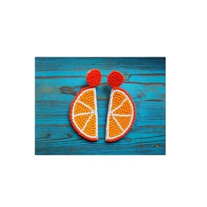 ต่างหูปักลายวงกลมครึ่งวงกลมพร้อมลูกปัดสำหรับเด็กผู้หญิงทำด้วยมือดีไซน์คลาสสิกโดยงานหัตถกรรม MD - Product Image 1