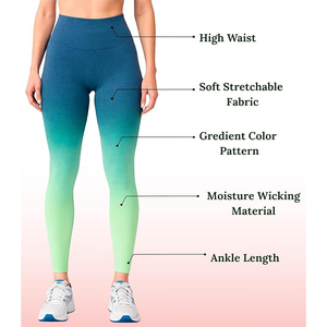 เลกกิ้งผู้หญิงแบบไล่สี เอวสูง ย้อมสีไล่ระดับ  สำหรับโยคะ ออกกำลังกาย ลายย้อมสีแบบซันเซ็ท - Product Image 4