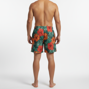 Short de plage imprimé hawaïen pour hommes, short de bain à cordon de serrage, séchage rapide, respirant, pour le surf et les voyages - Product Image 4