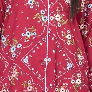 Conjunto de Pijama de Satén con Estampado Floral Rojo y Blanco para Mujer, Camisa de Manga Larga con Botones y Pantalones a Juego, Ropa de Dormir Suave y Cómoda, Fabricante - Product Image 5