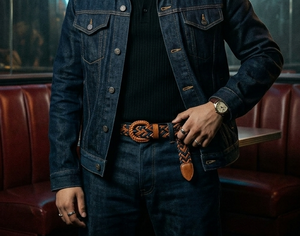 Ceinture en cuir véritable de haute qualité, ceinture en cuir tressée pour homme, ceinture en cuir véritable avec boucle à ardillon - Product Image 5