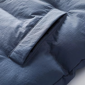 Veste d'hiver décontractée à capuche en duvet bleu de qualité supérieure, coupe régulière, fermeture éclair, couleur unie, coupe-vent - Product Image 6