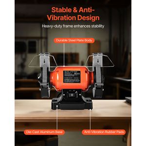 Smerigliatrice da banco a velocità singola da 6 pollici, 3450 giri/min, 450 W, 3,8 A, motore a induzione, grana 36/60, smerigliatrice elettrica da tavolo - Product Image 6