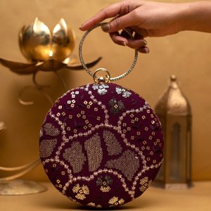 Bridal Round Embroidered <b>Clutch</b> Bag Luxury <b>Wedding</b> Evening Handbag for Women Occasions - Product Image 1