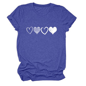 T-shirt tendance à manches courtes et col rond pour femme, motif cœur ajouré, quatre modèles différents – Grande Vente - Product Image 2