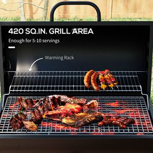 Barile nero carbone BBQ Grill fumatore con 420 mq di cottura Area ruote e raccoglitore di cenere - Product Image 4