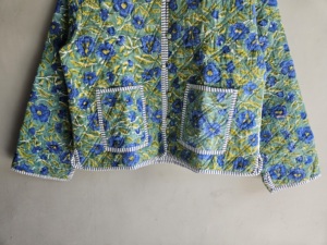 Veste matelassée florale pour femme en coton, manches trois quarts, col rond, poche plaquée, style printemps, broderie à la main - Product Image 5