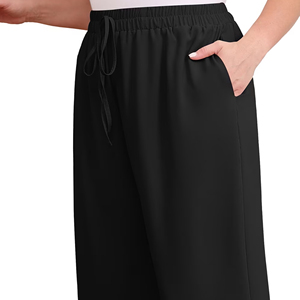 Womens Fashion Flare <b>Trousers</b> Mid <b>Waist</b> <b>Elastic</b> <b>Waist</b> Stretch Pants OEM ODM Custom Clothing Factory Bulk Supplier Wide 100% - Product Image 5