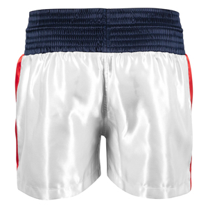 Shorts de boxe premium en satin respirants pour l'entraînement et le combat, avec bandes latérales rouges – Fournisseur en gros de vêtements de sport - Product Image 4