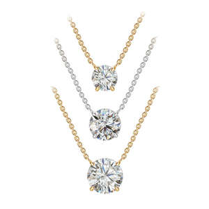 Colgante y Cadena con Diamante Redondo Cultivado en Laboratorio IGI D-E-F VVS-VS en Oro, Oro Rosa, Oro Blanco y Plata de Ley - Product Image 4