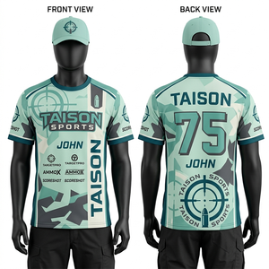 Mens Shooting Jersey 185 GSM Breathable Polyester <b>Mint</b> <b>White</b> <b>Black</b> Graphic Panel Custom Heat Transfer Logo Sportswear - Product Image 1