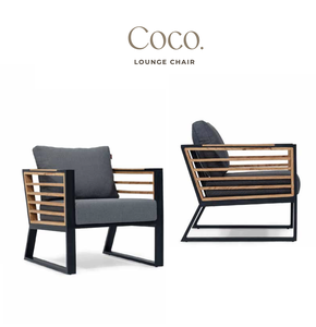 Modern Outdoor Lounge Chair Waterproof Patio <b>Sofa</b> Cushioned Foam Square Armrest Metal <b>Frame</b> <b>Wood</b> Slat Leisure Seat - Product Image 1