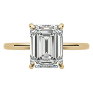 Anillo de compromiso, boda o aniversario para mujer, de oro macizo de 18 quilates, con diamante de laboratorio de corte elegante y moderno, esmeralda pequeña/radiante. - Product Image 3