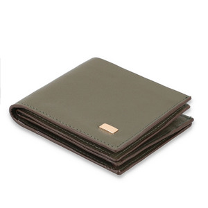 Portefeuilles courts en cuir véritable pour hommes de haute qualité avec blocage RFID, broderie de logo personnalisé, couleur olive - Product Image 1