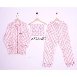 Pijamas de algodón con estampado floral rosa para mujer, ropa de dormir suave, conjuntos de pijamas, regalo perfecto de Navidad para mujer - Product Image 6
