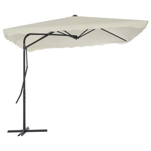 Sombrilla de Jardín Giratoria de 98.4x98.4 Pulgadas, de Poliéster Color Arena, con Base - Product Image 3