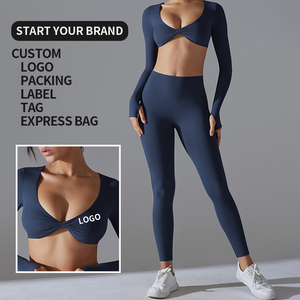 ชุดโยคะฟิตเนสคุณภาพสูงสำหรับผู้หญิง เสื้อกีฬาระบายอากาศได้ดีและน้ำหนักเบา กางเกงเลกกิ้งยืดหยุ่นสูงสำหรับใส่เล่นโยคะที่ยิมหรือในชีวิตประจำวัน - Product Image 3