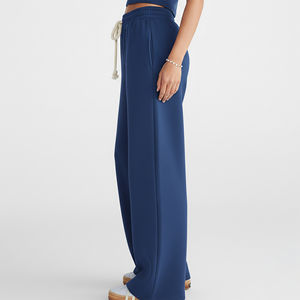 Pantalon de survêtement décontracté d'été pour femme, coupe ample, couleur unie, avec logo imprimé DTF personnalisé, taille élastique de haute qualité, vente en gros - Product Image 5