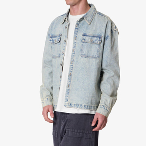 Ventes en gros ARTIZ INTERNATIONAL Vestes en jean pour hommes, couleur unie, délavées à l'acide, boutonnées, écologiques, lavables, style vintage formel, 100% - Product Image 4