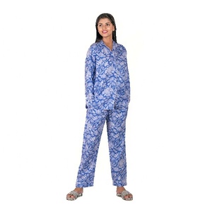 Conjunto de pijama indio de algodón con estampado a mano, ropa de dormir, camisón a juego, ropa de descanso - Product Image 4