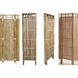 Natural Bamboo Freestanding Louver Room Divider Partitions <b>Screen</b> for Dining Room Folding Privacy Wall GIA NGUYEN - Product Image 2