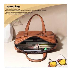 Liviya Bolso para portátil de cuero repujado, maletín de negocios, bolso de hombro para trabajo de oficina, modelo 152, organizador/agenda multifunción - Product Image 4