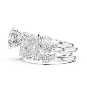 Bague de fiançailles en or massif 18 carats certifiée IGI avec diamant de laboratoire taille coussin 2 carats, grappe marquise, anneau fendu, VVS E-F, bague fine - Product Image 4