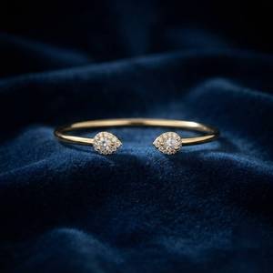 Platinum 950 Lab Grown Diamond Pear Cut Halo Open <b>Bangle</b> <b>Bracelet</b> for Women Daily Wear Gift Jewelry - Product Image 4