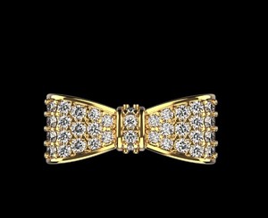 Luxury Designer 925 Silver Bow Knot <b>Ring</b> <b>Gold</b> Finish CZ Diamond Look Women Party Wear Gift Jewelry - Product Image 2
