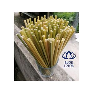 Pajita de Bambú Natural Lavable, Ecológica y Libre de BPA de BLUE LOTUS FARM, MUY VENDIDA |   Borde liso sin olor, reutilizable para bebidas frías y calientes - Product Image 1
