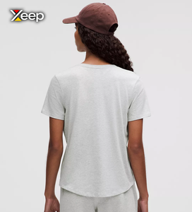 เสื้อยืดออกกำลังกายผู้หญิง XEEP แบบสบายๆ น้ำหนักเบา ทรงหลวม แขนสั้น ระบายอากาศดี คอวี ปักลายตัวอักษร - Product Image 1