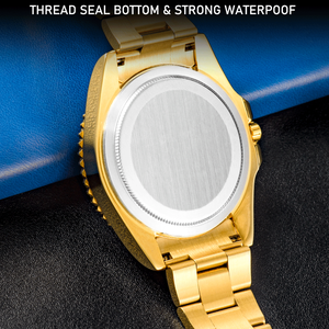 Dropshipping Small MOQ 18K Gold Plating Luxury Men's Business Watch Crystal Stainless Steel 30bar Water Resistant - Product Image 4