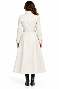 Abrigo Largo de Piel de Oveja Genuina Personalizado para Mujer, con Cierre Completo, Cuello Alto, Corte Ajustado, Prenda Exterior de Cuero Premium para Invierno, Nuevo - Product Image 2