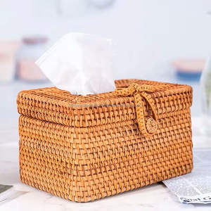 Caja de Pañuelos Ecológica de Ratán Natural, Soporte Decorativo, Fabricante, Estilo Duradero y Personalizable de Vietnam - Product Image 1