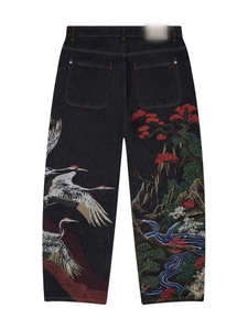 Jeans en denim selvedge noir personnalisé de haute qualité, coupe droite, style streetwear hip-hop, OEM ODM, coton, pour hommes - Product Image 2