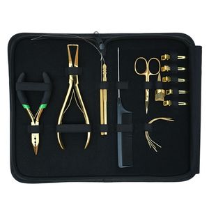 Kit d'outils professionnels en acier inoxydable de qualité chirurgicale pour extensions capillaires, micro-perles, pince à sertir à 3 trous, extracteur, fil à boucle et crochet - Product Image 1