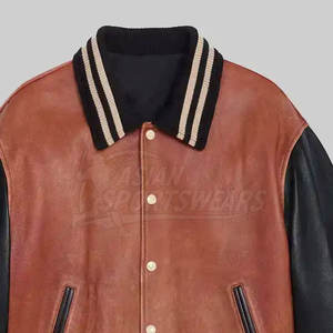 Chaquetas Varsity de Cuero de Moda Urbana, Corte Holgado, Estilo Moderno y Estético, Ropa Letterman - Product Image 5