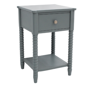 Bobby Collection Mesita de noche de 1 cajón de madera maciza de Mindi con acabado Gris Muebles de dormitorio - Product Image 1