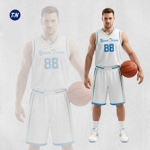 Conjunto de Camiseta y Pantalones Cortos de Baloncesto Personalizados y Duraderos con Impresión Digital, 100% Poliéster, Transpirable y de Secado Rápido para Partidos Profesionales - Product Image 2