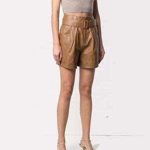Pantalones Cortos de Cuero Ecológicos Impermeables para Mujer, Diseño Novedoso con Cintura Media y Presillas, Cierre de Botones, Precio de Fábrica 2026 - Product Image 3
