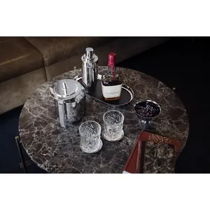Ensemble de cocktails en acier inoxydable avec seau à glace, verres à martini, shaker, accessoires de bar, ensemble de service de boissons moderne pour table - Product Image 6