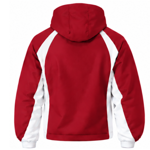 Red White Hooded Tracksuit Set Full Zip <b>Jacket</b> <b>Straight</b> Leg Pants Custom Athletic Training Sportswear Two Piece Team Uniform - Product Image 4