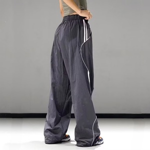 100% Poly Unisex Loose Fit Athleisure <b>Trousers</b> Elastic Waist Baggy Joggers <b>Y2K</b> Fashion Side Stripe Hip Hop Style Track Pants - Product Image 3