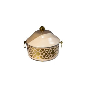 3-Piece Cream & Gold Cut-Out Casserole <b>Set</b>. Elegant Insulated Chafing <b>Dishes</b> For Luxury Catering, Events & Fine Home Dining - Product Image 4