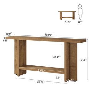 Tavolo Consolle Intelligente a Doppio Strato, Tavolo da Divano Stile Rustico, Tavolo per Corridoio e Ingresso - Product Image 6