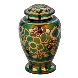 Urne de crémation au design floral pour les cendres commémoratives Urne de crémation en métal de haute qualité et durable pour les cendres funéraires à bas prix - Product Image 1