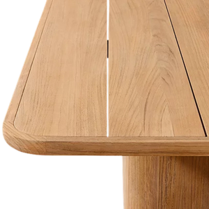 Mesa de Comedor Exterior Moderna y Minimalista, de Madera de Teca Sólida, Diseño Rectangular Elegante y Duradero, Base de Pedestal Gruesa, Resistente al Agua, Ideal para Parques - Product Image 3