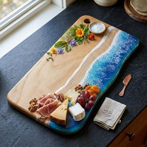 Tabla de Cortar Moderna de Madera y Resina, Hecha a Mano, Decorativa, para Cocina, Hogar, Restaurante y Servicio de Alimentos - Product Image 1