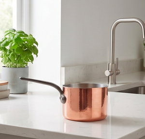 Copper Sauce <b>Pan</b> With Stainless Steel Interior <b>And</b> Handle Minimalist Design Handmade For Gas <b>And</b> Induction Stoves Use - Product Image 2